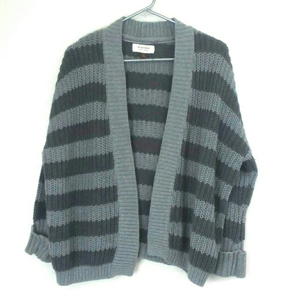 Sonoma Open Front Stripe Sweater Size Medium